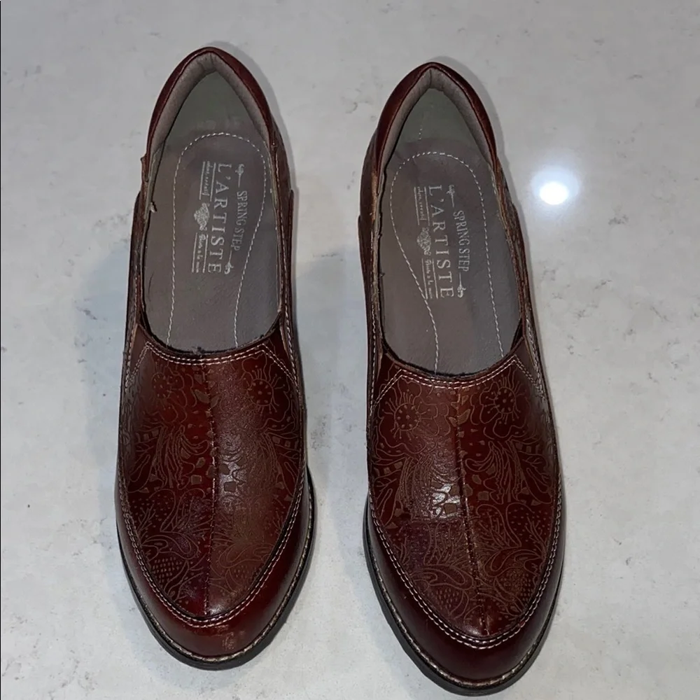 L'Artiste by Spring Step Liboreel Leather Pumps Dark Brown Women's 39/8.5 - Picture 3 of 9